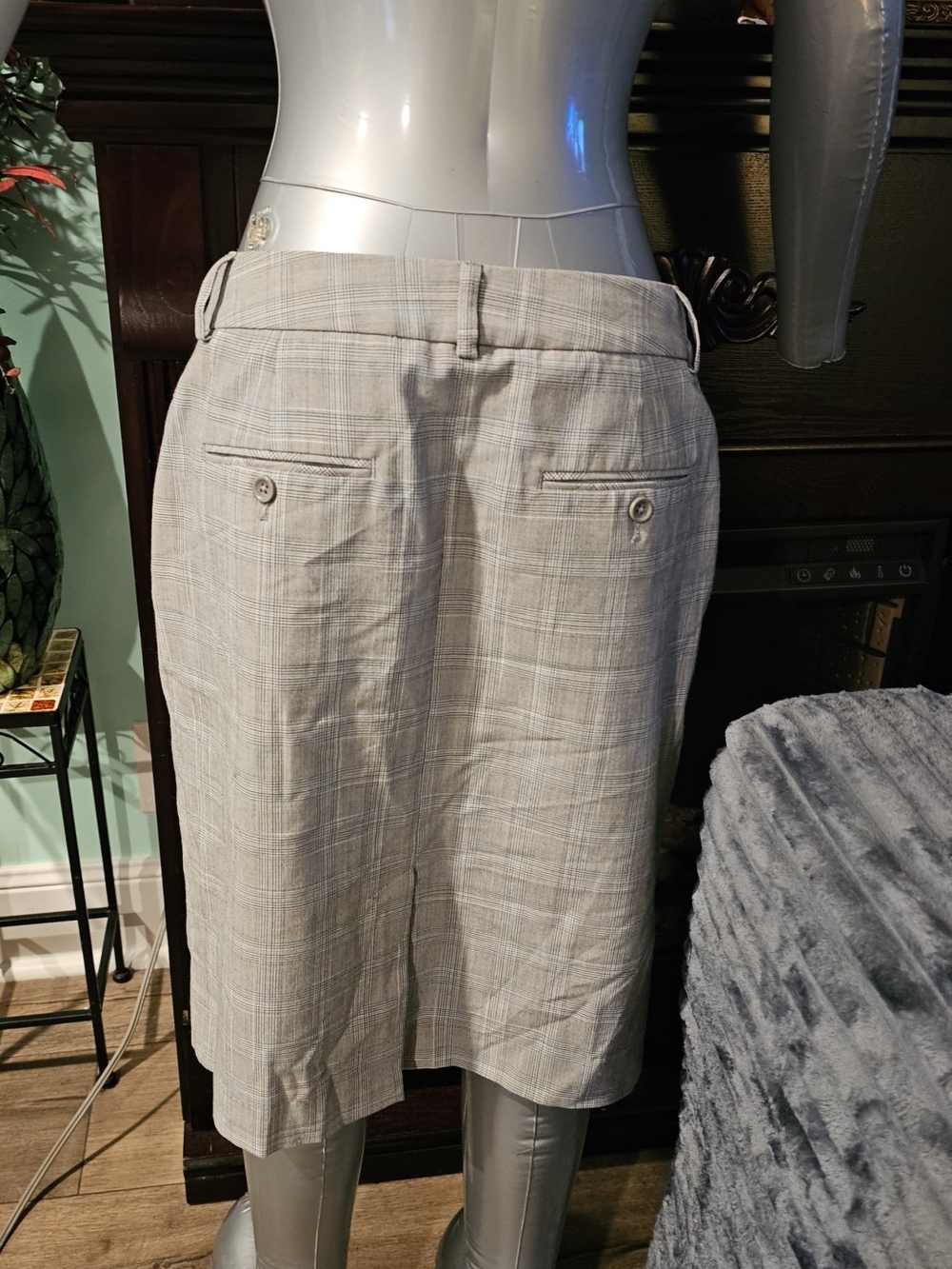 Express Light Gray Plaid Pencil Skirt - Picture 2 of 3